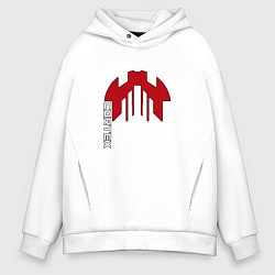 Толстовка оверсайз мужская Cortex красный чёрная обводка, цвет: белый