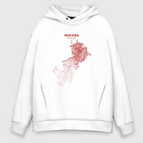 Мужское худи оверсайз Карта Москва красная / Белый – фото 1