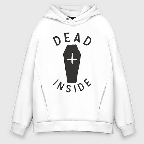 Мужское худи оверсайз Мёртвец внутри / Белый – фото 1