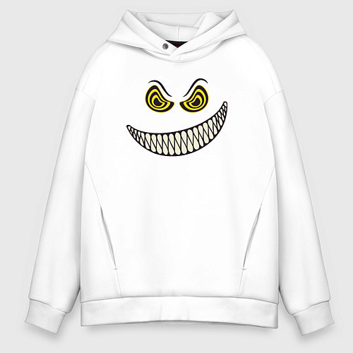 Мужское худи оверсайз Оскал смайлика / Белый – фото 1