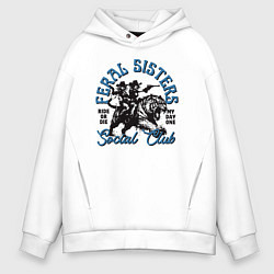Толстовка оверсайз мужская Дикие сестры, цвет: белый