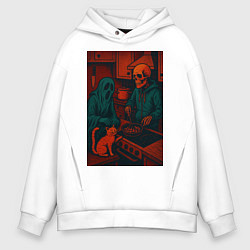 Толстовка оверсайз мужская Ужасно вкусно, цвет: белый