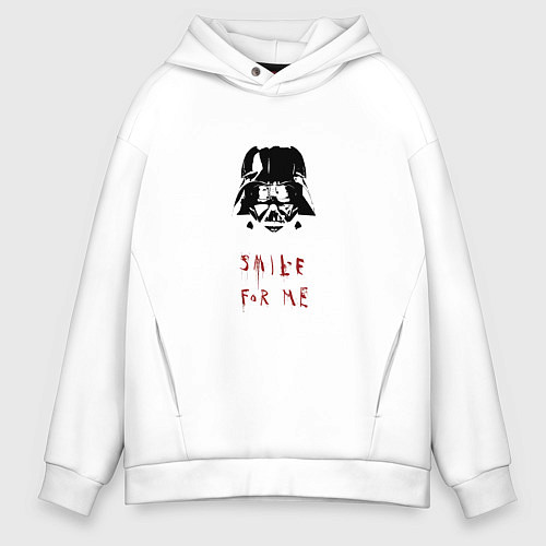 Мужское худи оверсайз Улыбнись для darth vader / Белый – фото 1