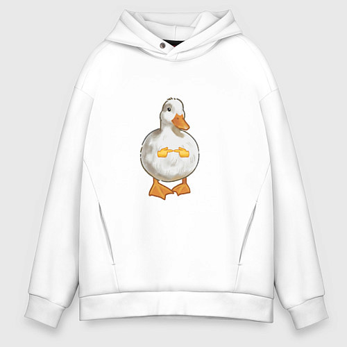 Мужское худи оверсайз Милая смущенная уточка гусь мем / Белый – фото 1
