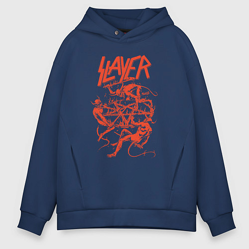 Мужское худи оверсайз Slayer Demon Skull / Тёмно-синий – фото 1