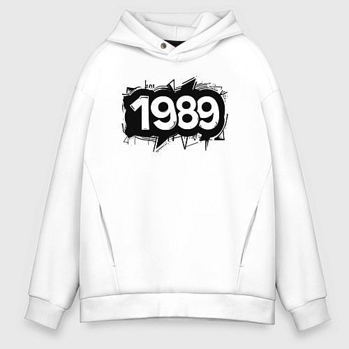 Мужское худи оверсайз Граффити 1989 / Белый – фото 1