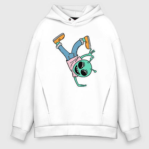 Мужское худи оверсайз Инопланетянин брейкдансер / Белый – фото 1