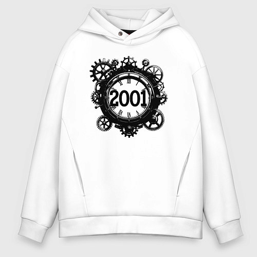 Мужское худи оверсайз Механический вектор 2001 / Белый – фото 1