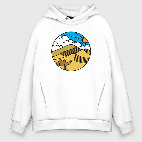 Мужское худи оверсайз Desert camel / Белый – фото 1