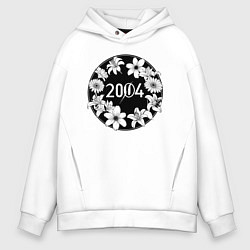 Толстовка оверсайз мужская Цветы 2004, цвет: белый