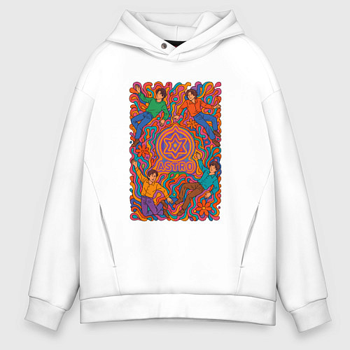 Мужское худи оверсайз Astro психоделический рисунок / Белый – фото 1