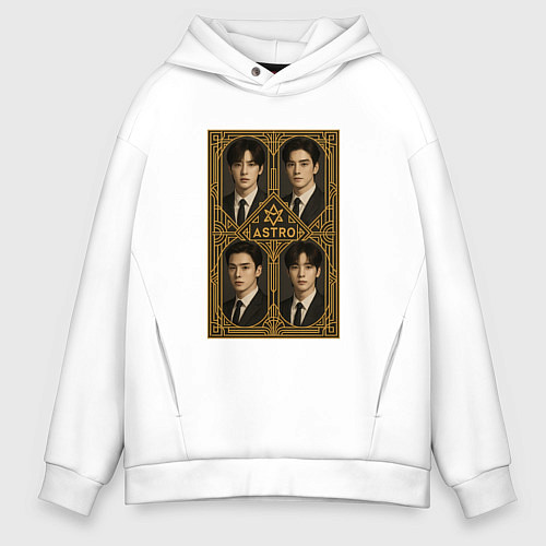 Мужское худи оверсайз Astro золотая рамка / Белый – фото 1