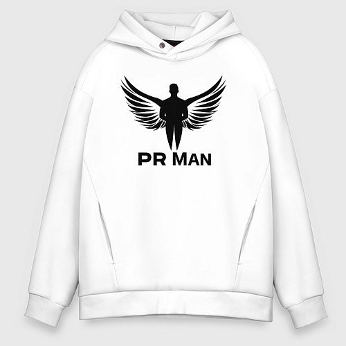 Мужское худи оверсайз Пиарщик с крыльями / Белый – фото 1