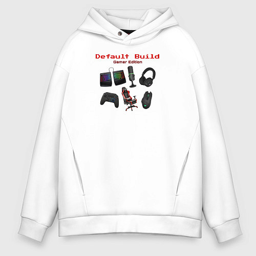 Мужское худи оверсайз Default build: gamer edition / Белый – фото 1