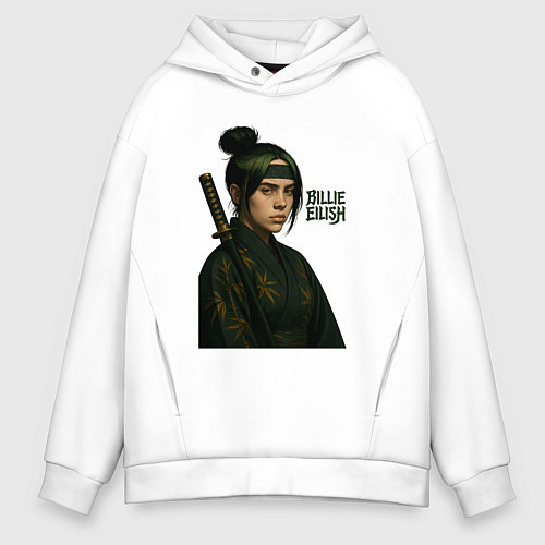 Мужское худи оверсайз Билли Айлиш ниндзя / Белый – фото 1