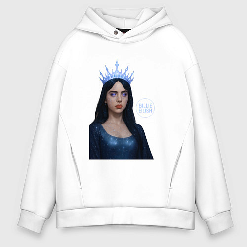 Мужское худи оверсайз Билли Айлиш с короной / Белый – фото 1