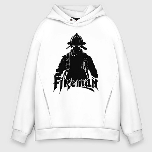 Мужское худи оверсайз Аниме пожарный / Белый – фото 1