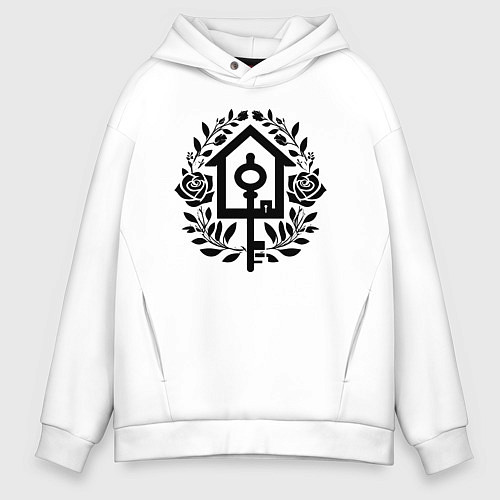 Мужское худи оверсайз Ключ к дому и цветы / Белый – фото 1