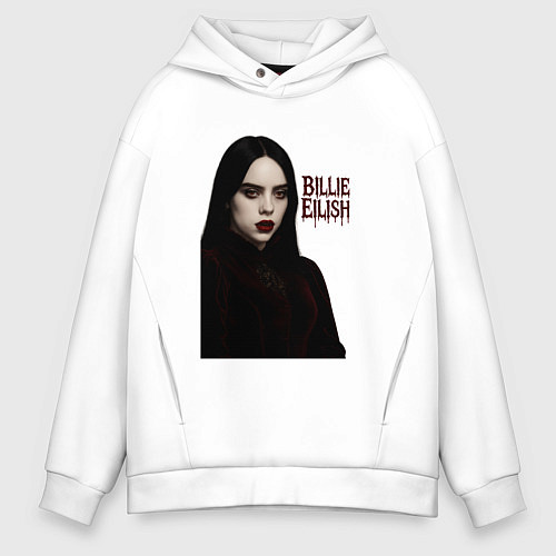 Мужское худи оверсайз Билли Айлиш готический стиль / Белый – фото 1