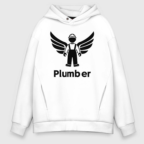 Мужское худи оверсайз Крылатый сантехник / Белый – фото 1