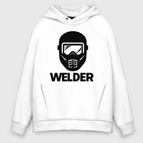 Мужское худи оверсайз Маска сварщика / Белый – фото 1