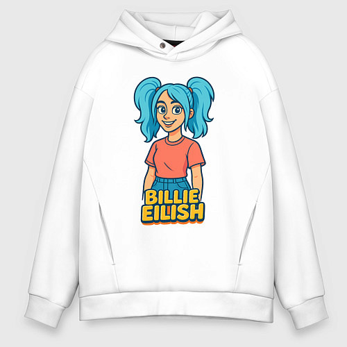 Мужское худи оверсайз Билли Айлиш мультяшка / Белый – фото 1