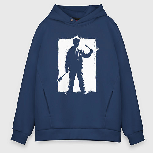 Мужское худи оверсайз Художник в белом штрихе / Тёмно-синий – фото 1