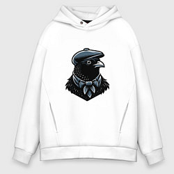 Толстовка оверсайз мужская Птица в кепке, цвет: белый