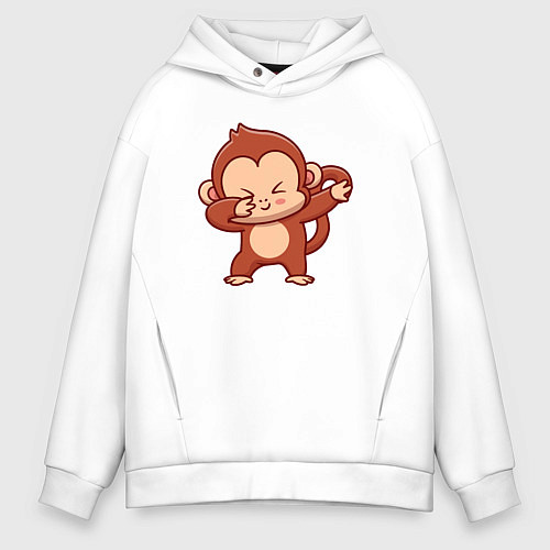 Мужское худи оверсайз Dabbing monkey / Белый – фото 1