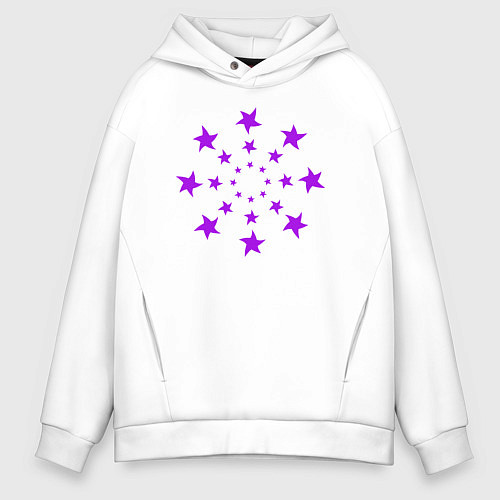 Мужское худи оверсайз Звезды кругом / Белый – фото 1
