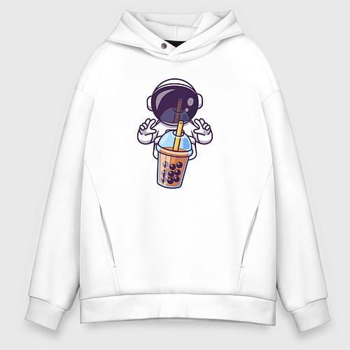 Мужское худи оверсайз Космический бабл-чай / Белый – фото 1
