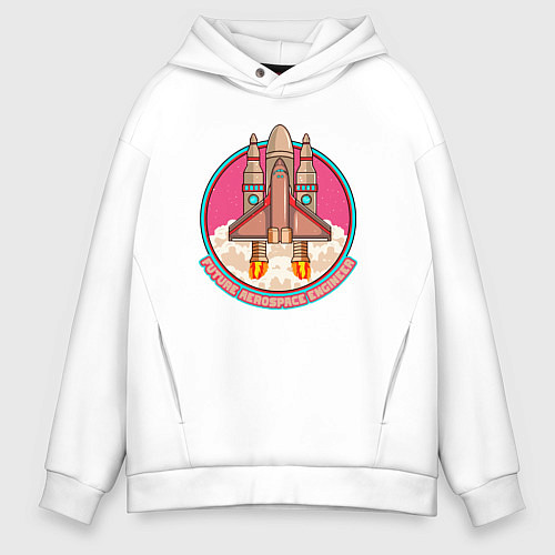 Мужское худи оверсайз Будущий аэрокосмический инженер / Белый – фото 1
