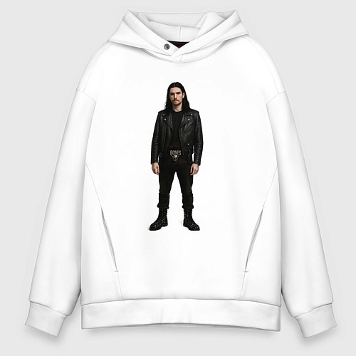 Мужское худи оверсайз Bones во весь рост / Белый – фото 1