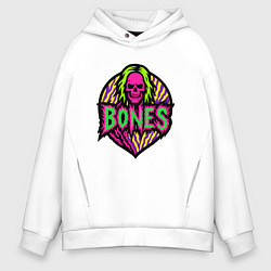 Толстовка оверсайз мужская Bones кислотный череп, цвет: белый