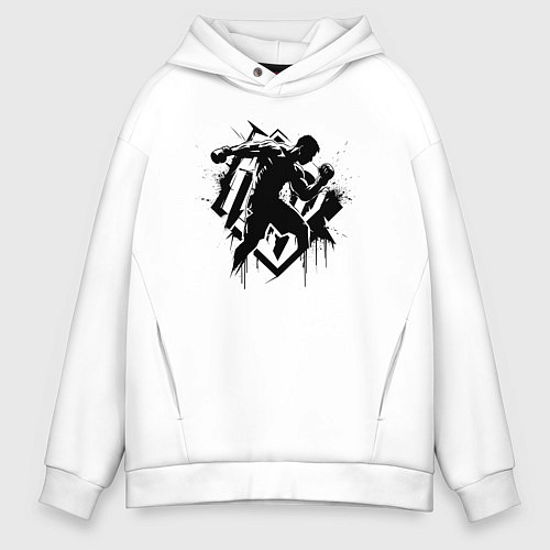 Мужское худи оверсайз Миксфайт боец граффитт / Белый – фото 1