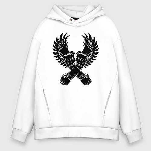 Мужское худи оверсайз ММА кулаки / Белый – фото 1