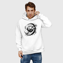 Толстовка оверсайз мужская Космический мяч гандбол, цвет: белый — фото 2