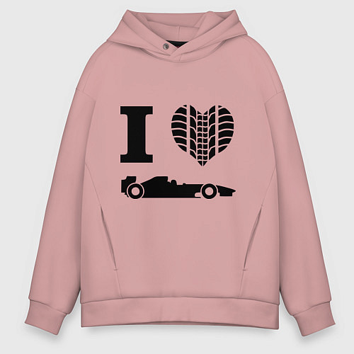 Мужское худи оверсайз Формула 1 / Пыльно-розовый – фото 1