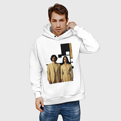 Толстовка оверсайз мужская Винтажная пара - девушка с мужчиной в белых костюм, цвет: белый — фото 2