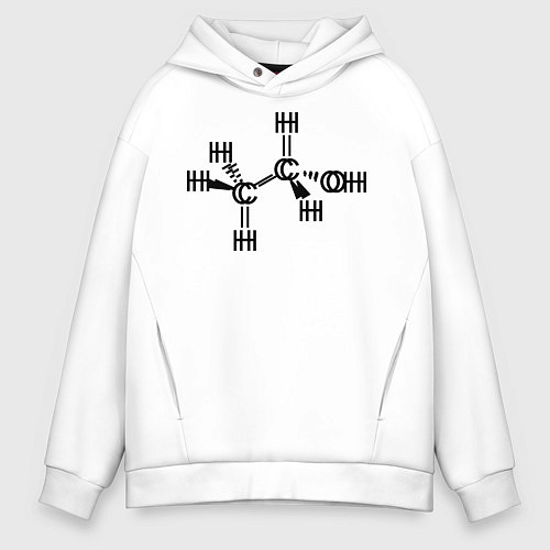 Мужское худи оверсайз Химическая формула спирт / Белый – фото 1