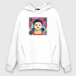 Толстовка оверсайз мужская Ojing-eo Geim - смертоносная кукла, цвет: белый
