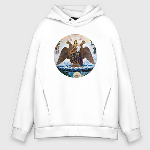 Мужское худи оверсайз Если ангел твой за твоим плечом то гром и молния т / Белый – фото 1