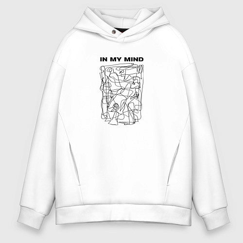 Мужское худи оверсайз In my mind in black / Белый – фото 1