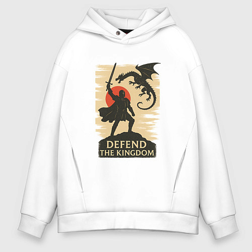 Мужское худи оверсайз Клятва Защитника / Белый – фото 1