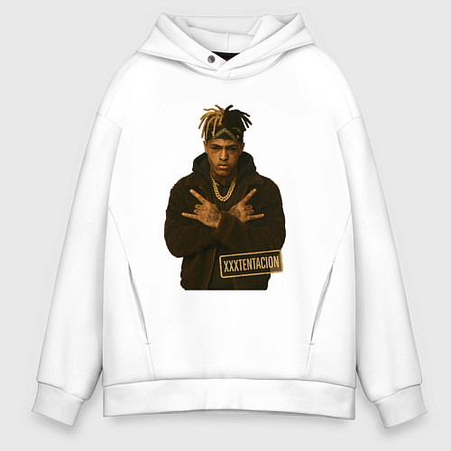 Мужское худи оверсайз XXXTentacion с золотой цепью / Белый – фото 1