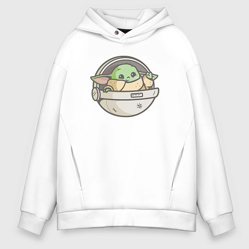 Мужское худи оверсайз Йода путешественник / Белый – фото 1