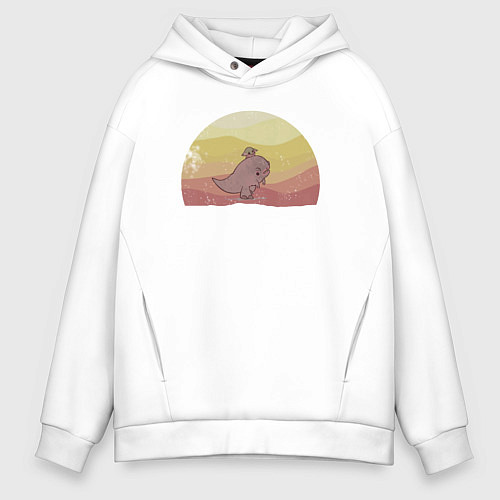 Мужское худи оверсайз Йода и бларрг / Белый – фото 1