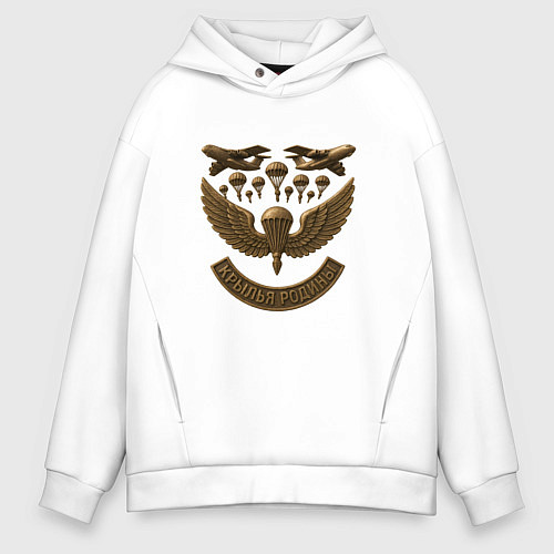 Мужское худи оверсайз Крылья Родины / Белый – фото 1