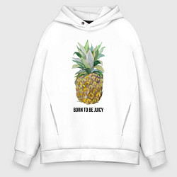 Толстовка оверсайз мужская Ананас Born to be juicy, цвет: белый