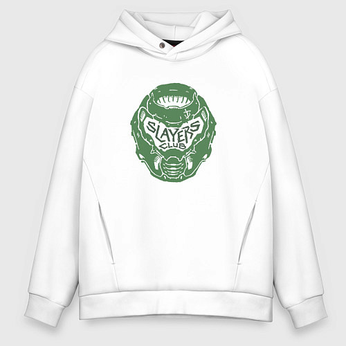 Мужское худи оверсайз Doom slayer logo / Белый – фото 1